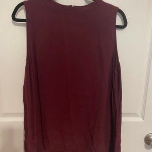 Dark Red Sleeveless Blouse